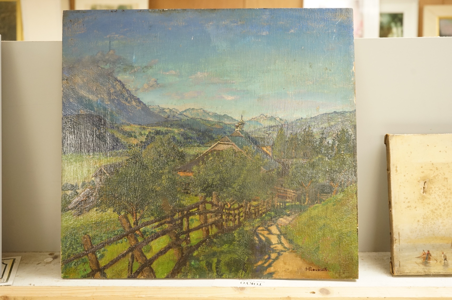 H. Louacek, oil on board, Austrian landscape, signed, inscribed verso, 40 x 42cm, unframed